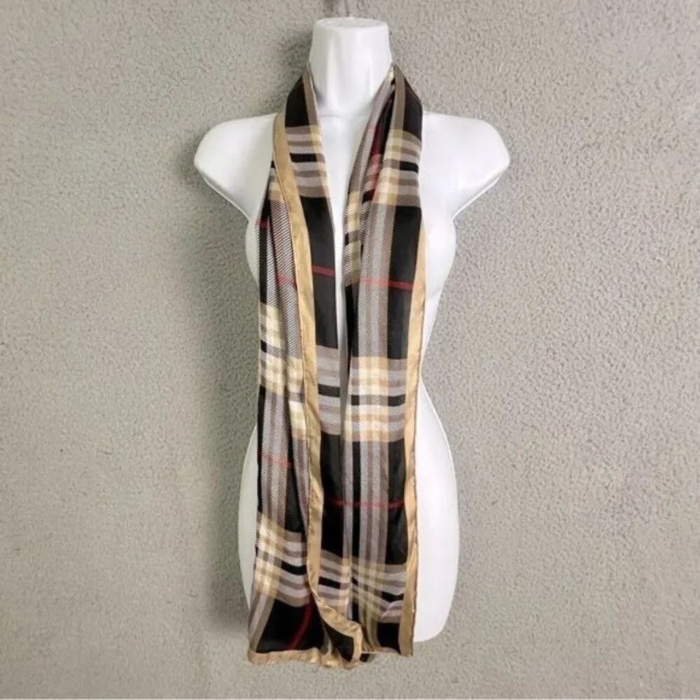 MENS CHECKERED SCARF BLACK AND TAN